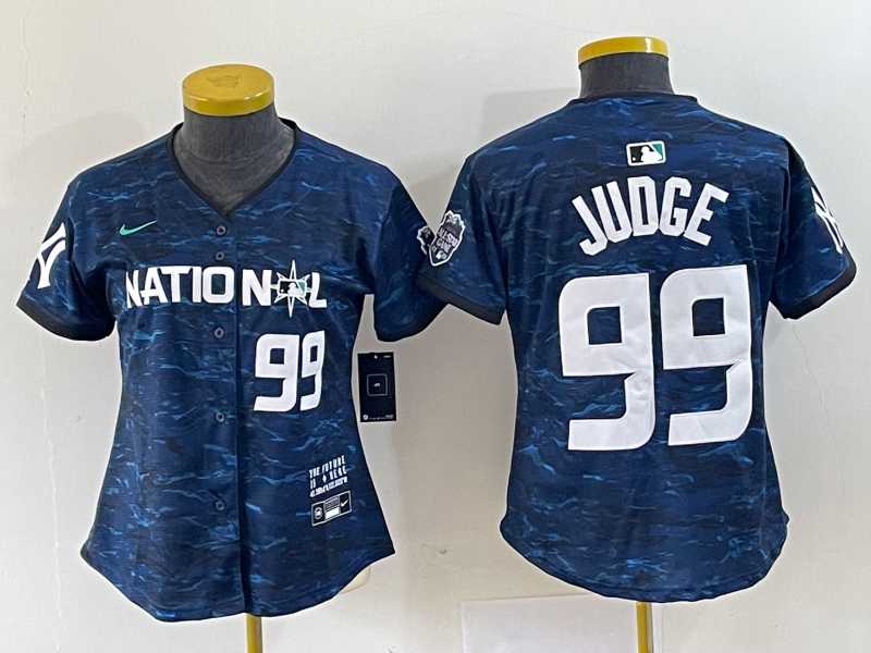 Womens New York Yankees #99 Aaron Judge Number Royal 2023 All Star Cool Base Stitched Baseball Jersey